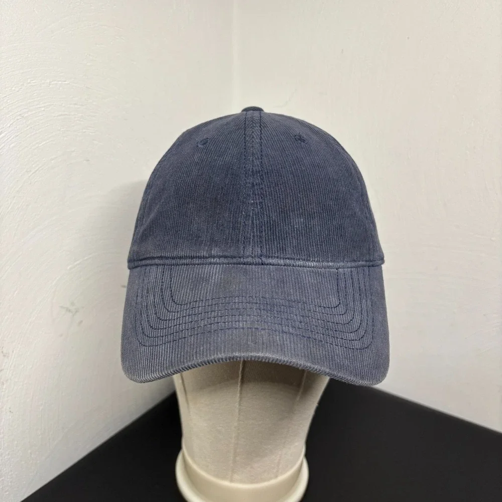 Brandy Melville Navy Blue Corduroy Baseball Cap OSFM Strapback Hat‎ Casual Y2K